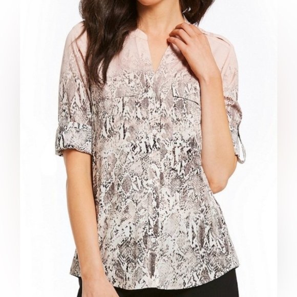 Calvin Klein Pink Ombré Snakeskin Blouse - Size Medium - Picture 1 of 8